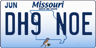 MO license plate DH9N0E