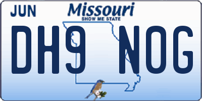 MO license plate DH9N0G