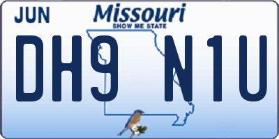 MO license plate DH9N1U