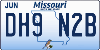 MO license plate DH9N2B