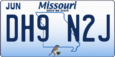 MO license plate DH9N2J