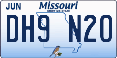 MO license plate DH9N2O