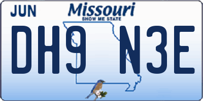 MO license plate DH9N3E