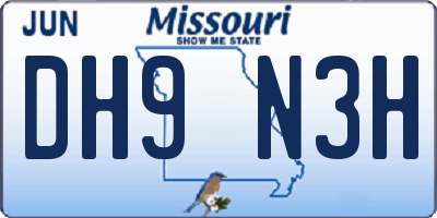 MO license plate DH9N3H