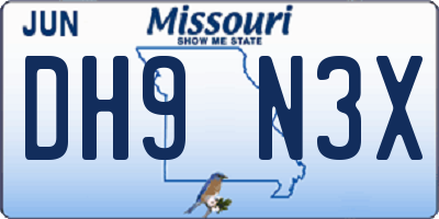 MO license plate DH9N3X