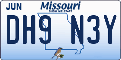 MO license plate DH9N3Y