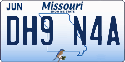 MO license plate DH9N4A