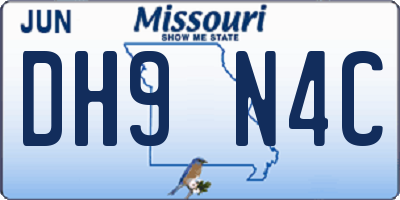 MO license plate DH9N4C