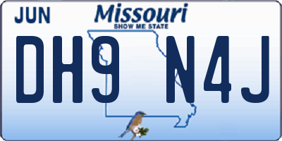 MO license plate DH9N4J