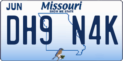 MO license plate DH9N4K