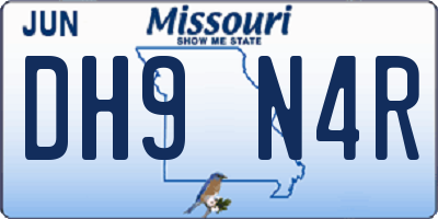 MO license plate DH9N4R