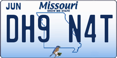 MO license plate DH9N4T