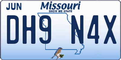 MO license plate DH9N4X