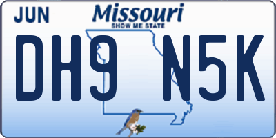 MO license plate DH9N5K