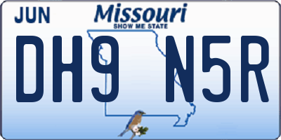 MO license plate DH9N5R