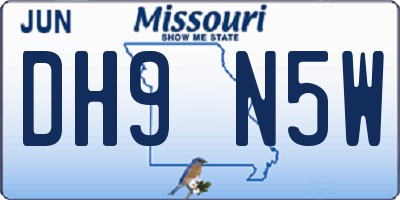 MO license plate DH9N5W