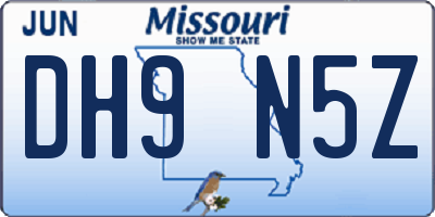 MO license plate DH9N5Z