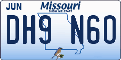 MO license plate DH9N6O