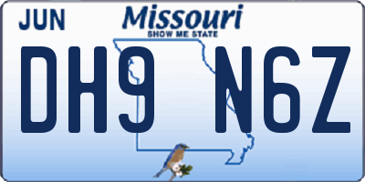 MO license plate DH9N6Z