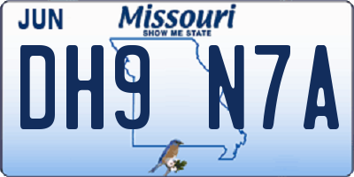 MO license plate DH9N7A