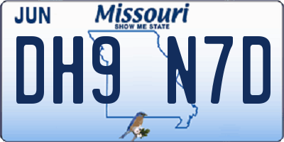 MO license plate DH9N7D