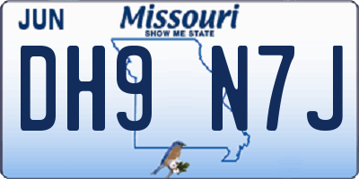 MO license plate DH9N7J