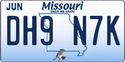 MO license plate DH9N7K