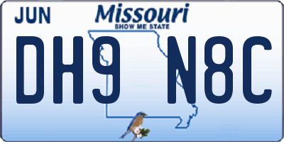 MO license plate DH9N8C