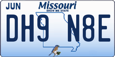 MO license plate DH9N8E