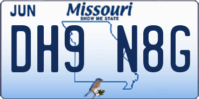MO license plate DH9N8G
