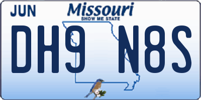 MO license plate DH9N8S