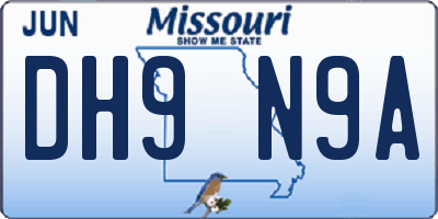 MO license plate DH9N9A