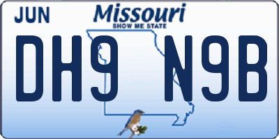 MO license plate DH9N9B