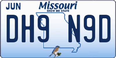 MO license plate DH9N9D