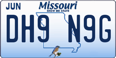 MO license plate DH9N9G