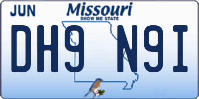 MO license plate DH9N9I