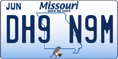 MO license plate DH9N9M