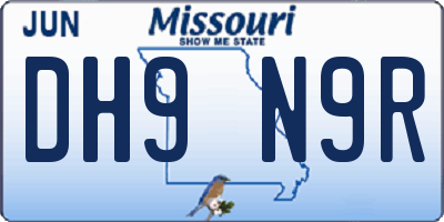 MO license plate DH9N9R