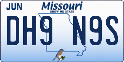 MO license plate DH9N9S