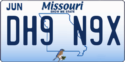 MO license plate DH9N9X