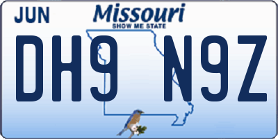 MO license plate DH9N9Z
