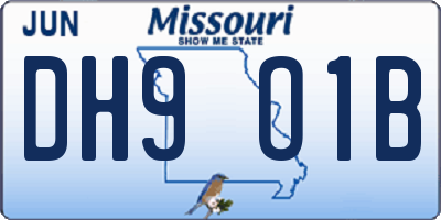 MO license plate DH9O1B