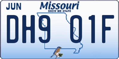 MO license plate DH9O1F
