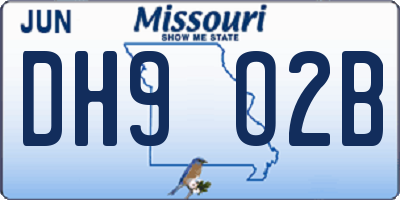 MO license plate DH9O2B