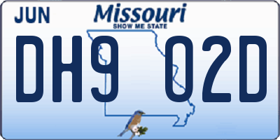 MO license plate DH9O2D