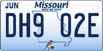 MO license plate DH9O2E