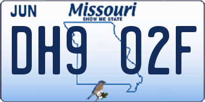 MO license plate DH9O2F