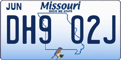 MO license plate DH9O2J