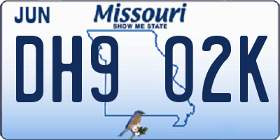 MO license plate DH9O2K