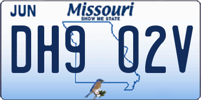 MO license plate DH9O2V